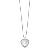 Sterling Silver Rhodium-plated 16mm Cat Heart Locket Necklace